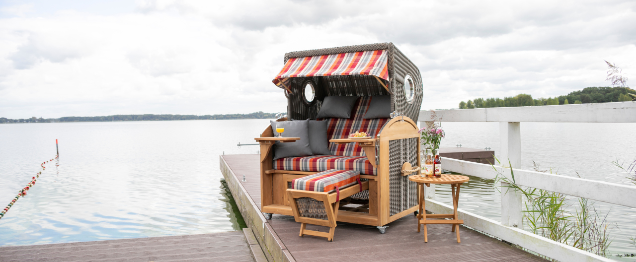 Strandkorb Horum XL Teak PE grey Dessin 594